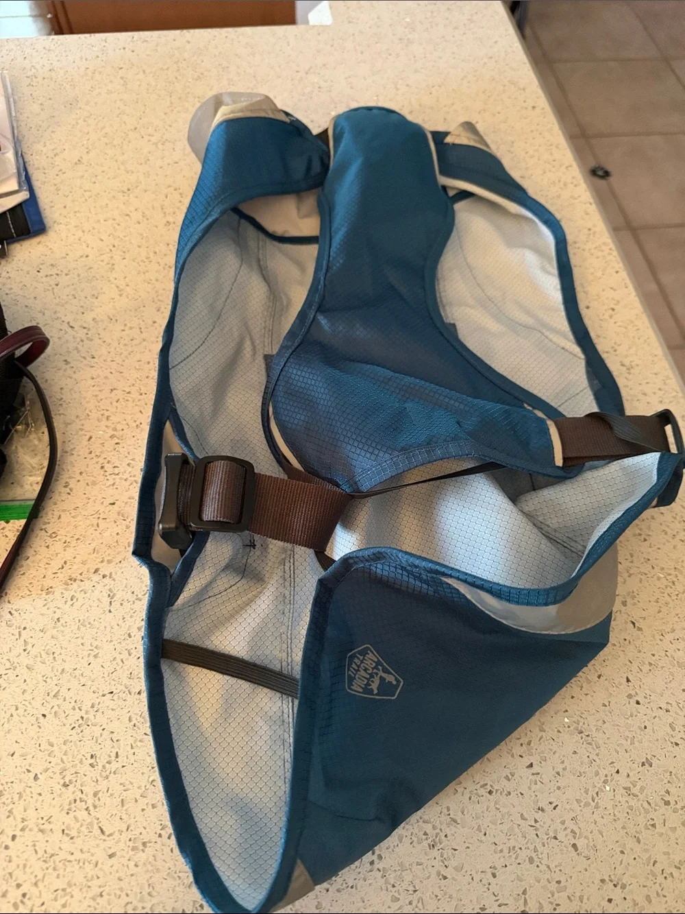 Arcadia Trail dog rain jacket Teal blue  and Light Gray Packable Jacket @@@